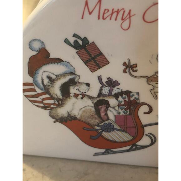 Vtg 1979 HF Designer Collection Knapkin holder Dog/mouse/Hare Christmas Keepsake - Picture 2 of 8